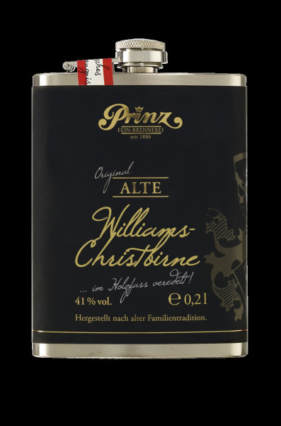 Edelstahl Flachmann mit Prinz alter Williams Christbirne, 0,2 l